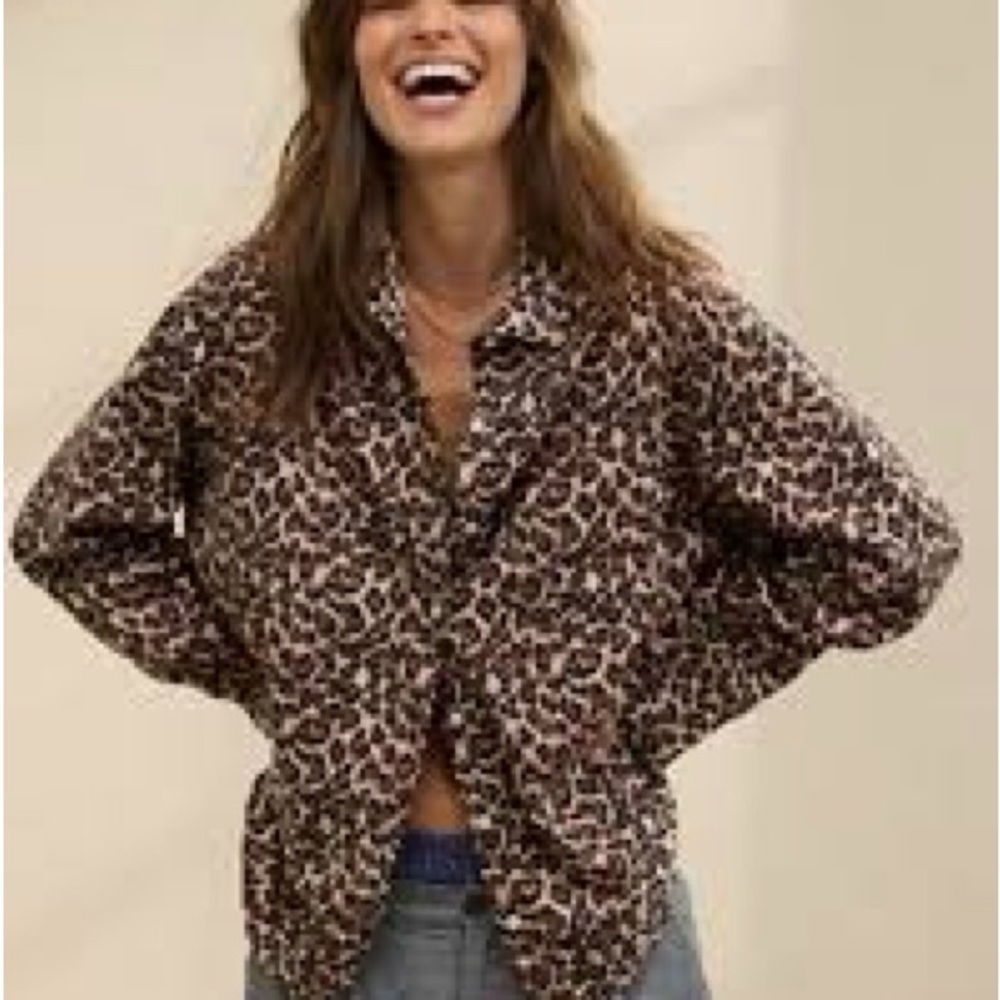 NWOT Aerie Cheetah Print Off-Duty Flannel